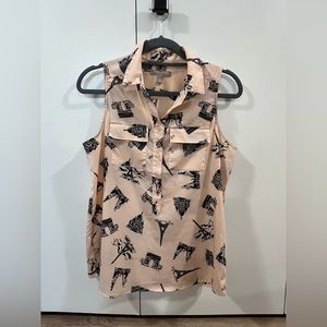 Banana Republic Pink Collared Sleeveless Blouse